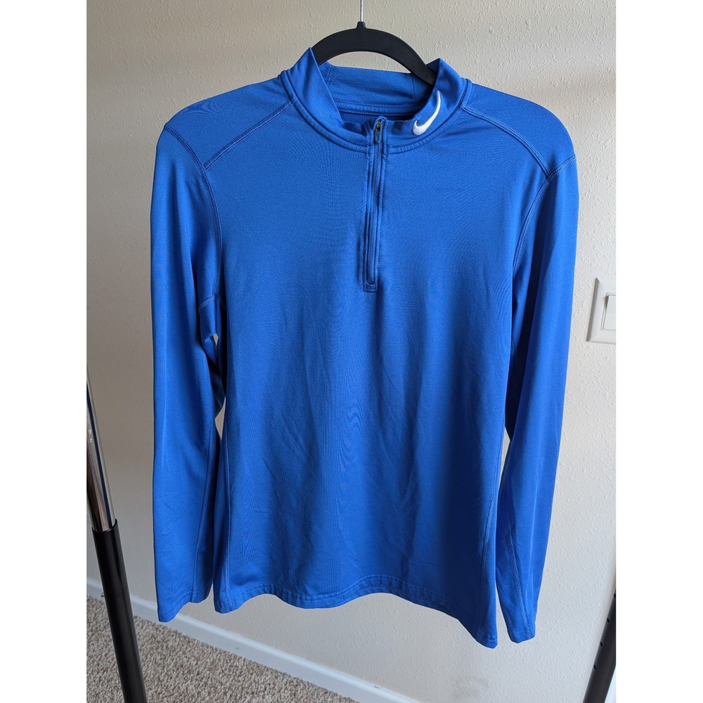 Nike Dri-FIT Mens Medium Blue Quarter Zip Fleece Pullover Fitted Activewear Top
